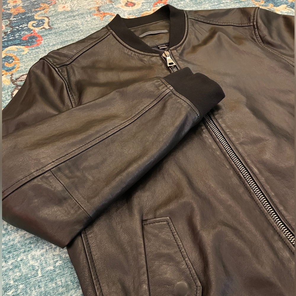 Black Leather Bomber Jacket